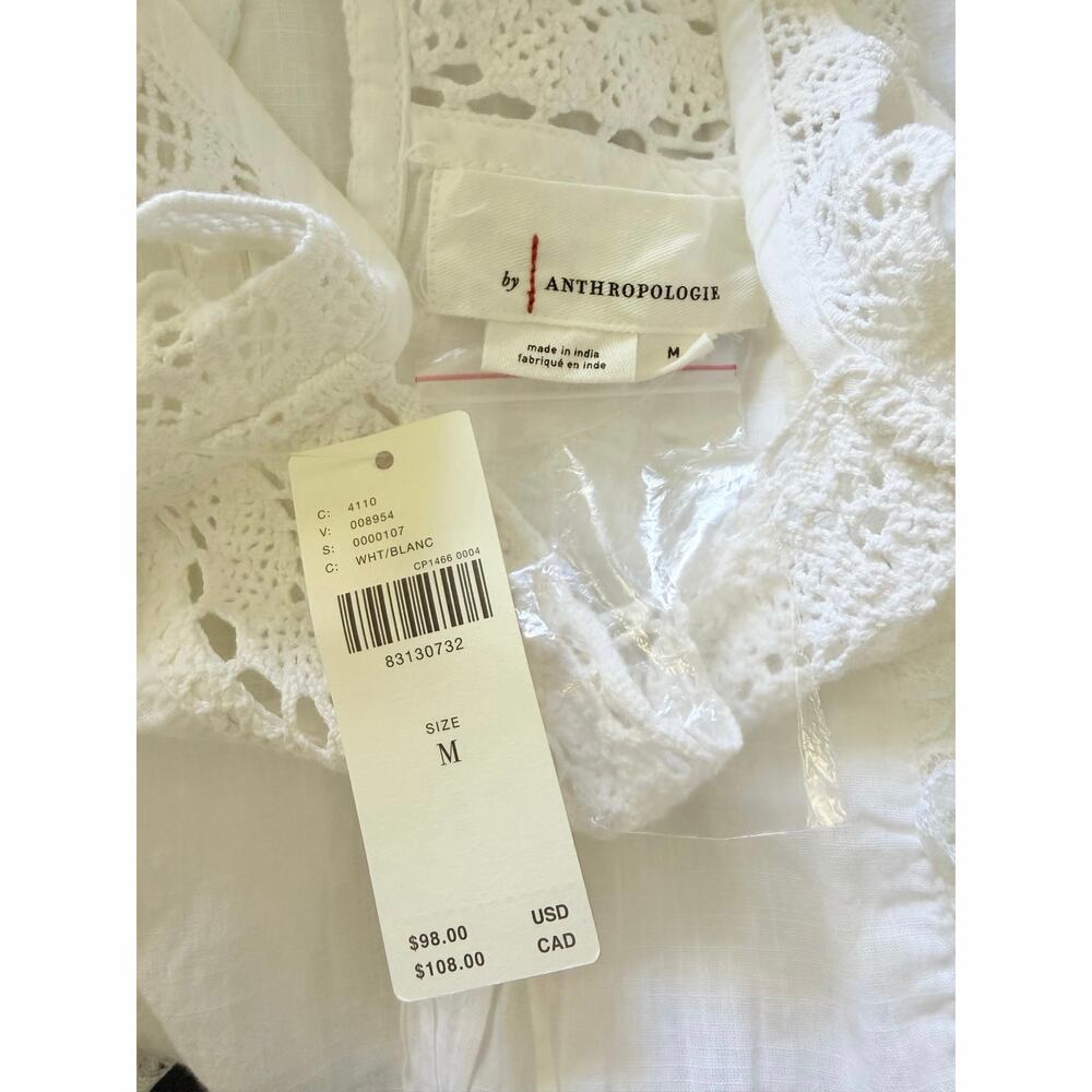 Anthropologie White Lace-Trim Sleeveless Halter Top - Picture 4 of 4
